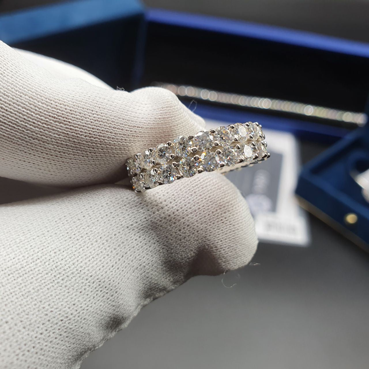 2-row-3mm VVS Moissanite Ring.